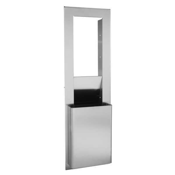 7 gal Rectangular Trash Can, Silver, 15 in Dia, Stainless Steel