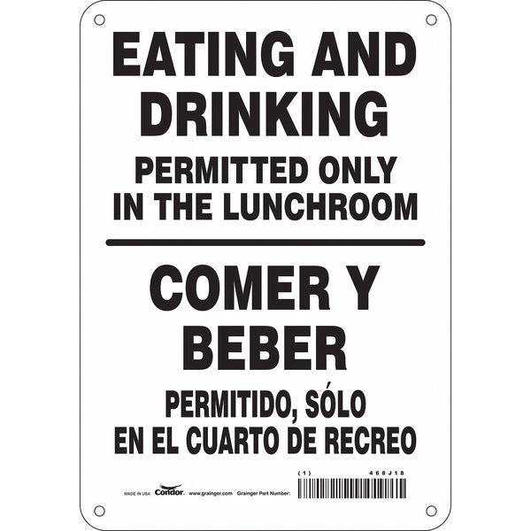 Safety Sign, 10 in Height, 7 in Width, Aluminum, Horizontal Rectangle, English, Spanish, 468J18