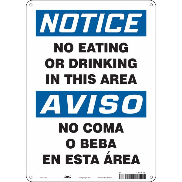 Safety Sign, 14 in Height, 10 in Width, Aluminum, Vertical Rectangle, English, Spanish, 468K43