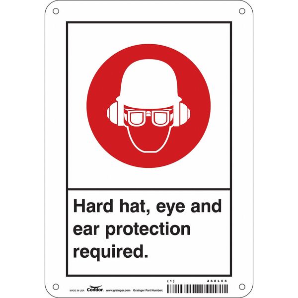 Safety Sign, 10 in Height, 7 in Width, Aluminum, Horizontal Rectangle, English, 468L66