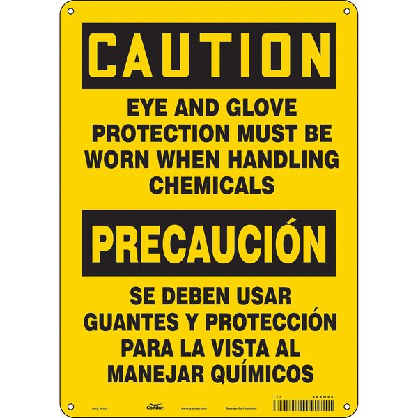 Safety Sign, 14 in Height, 10 in Width, Aluminum, Vertical Rectangle, English, Spanish, 468M94