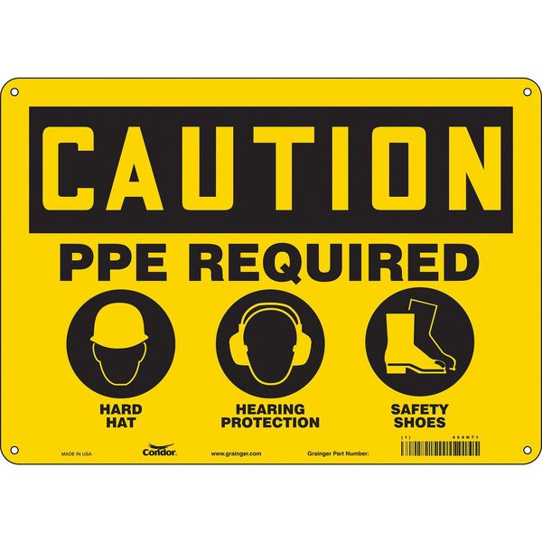 Safety Sign, 10 in Height, 14 in Width, Aluminum, Horizontal Rectangle, English, 468N71