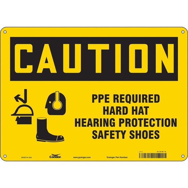 Safety Sign, 10 in Height, 14 in Width, Aluminum, Horizontal Rectangle, English, 468N76