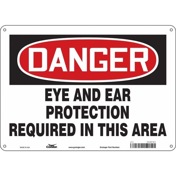 Safety Sign, 10 in Height, 14 in Width, Aluminum, Horizontal Rectangle, English, 468P94