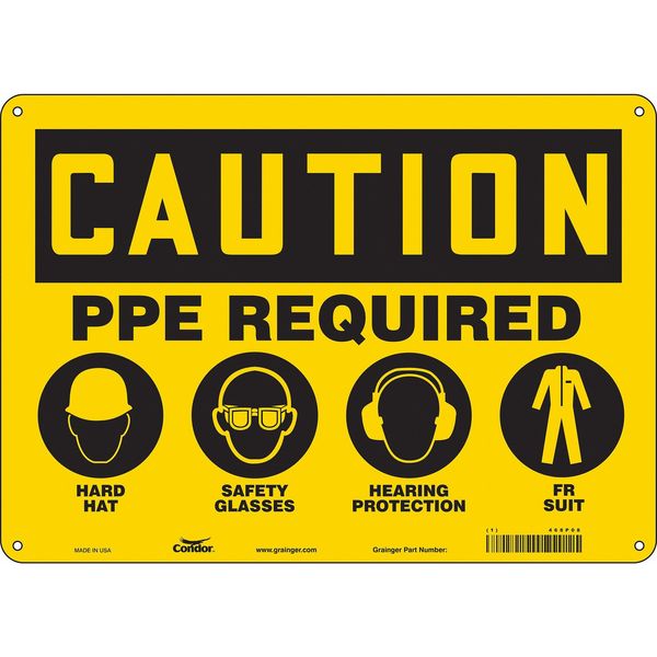 Safety Sign, 10 in Height, 14 in Width, Aluminum, Horizontal Rectangle, English, 468P08