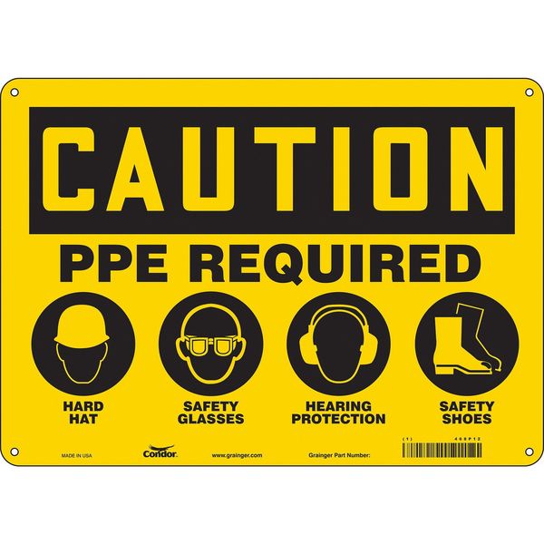 Safety Sign, 10 in Height, 14 in Width, Aluminum, Horizontal Rectangle, English, 468P12