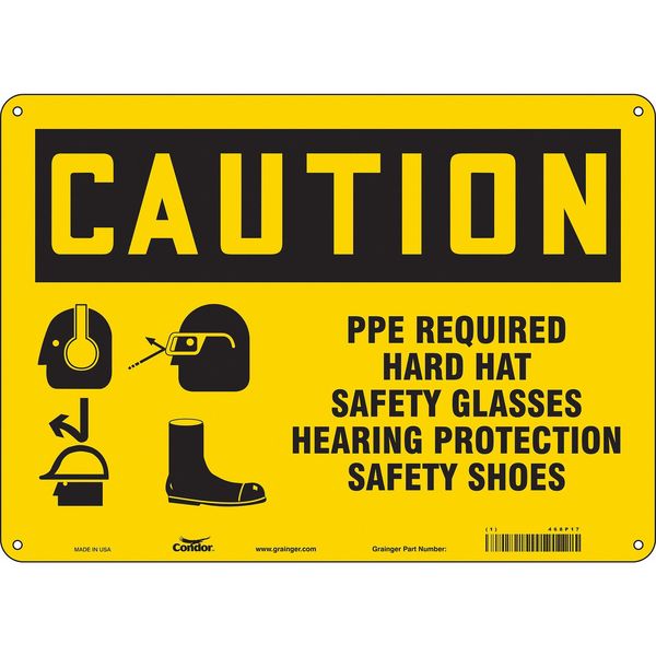 Safety Sign, 10 in Height, 14 in Width, Aluminum, Horizontal Rectangle, English, 468P17
