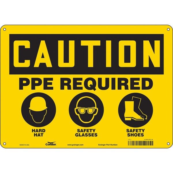 Safety Sign, 10 in Height, 14 in Width, Aluminum, Horizontal Rectangle, English, 468P24