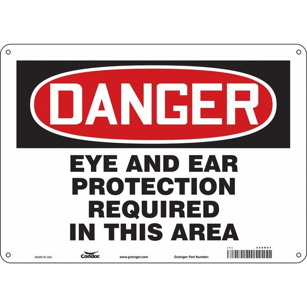 Safety Sign, 10 in Height, 14 in Width, Aluminum, Horizontal Rectangle, English, 468R01
