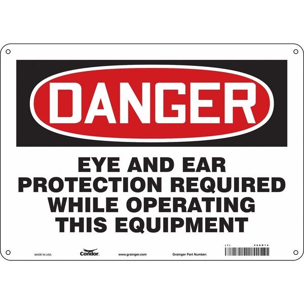 Safety Sign, 10 in Height, 14 in Width, Aluminum, Horizontal Rectangle, English, 468R14