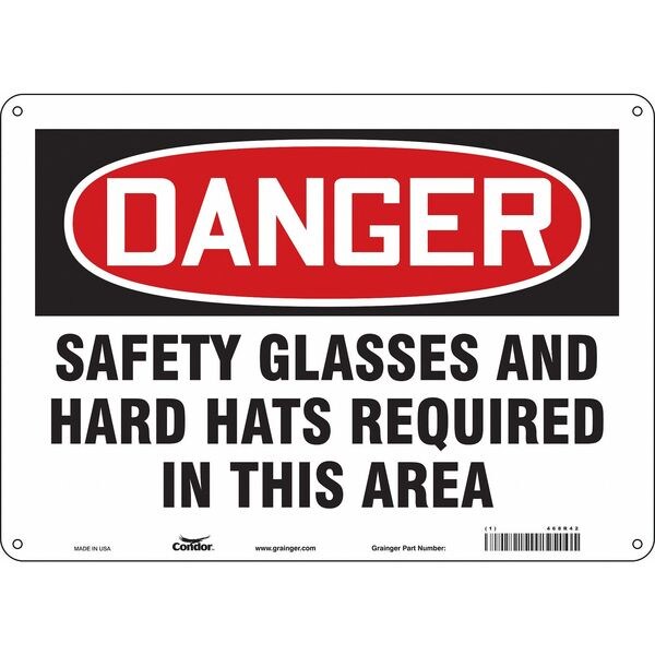 Safety Sign, 10 in Height, 14 in Width, Aluminum, Horizontal Rectangle, English, 468R42