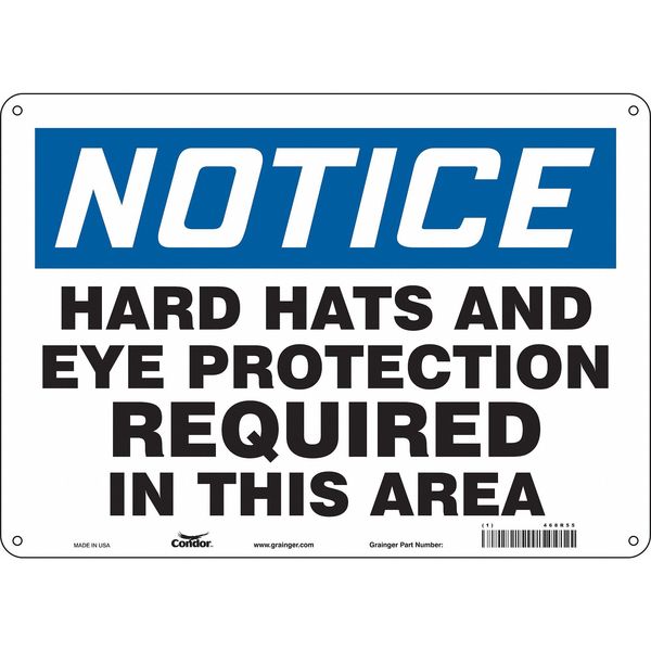 Safety Sign, 10 in Height, 14 in Width, Aluminum, Horizontal Rectangle, English, 468R55