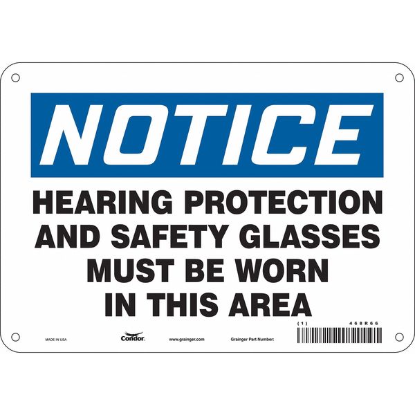 Safety Sign, 7 in Height, 10 in Width, Aluminum, Vertical Rectangle, English, 468R66