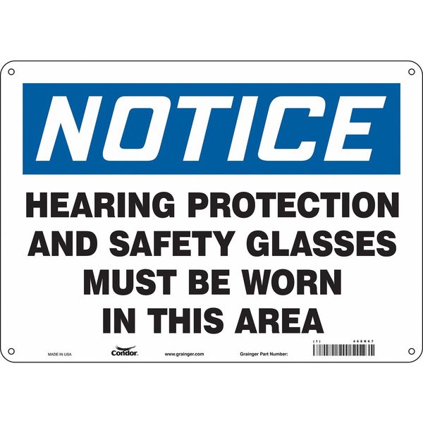 Safety Sign, 10 in Height, 14 in Width, Aluminum, Horizontal Rectangle, English, 468R67