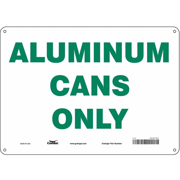 Safety Sign, 10 in Height, 14 in Width, Aluminum, Horizontal Rectangle, English, 468T94