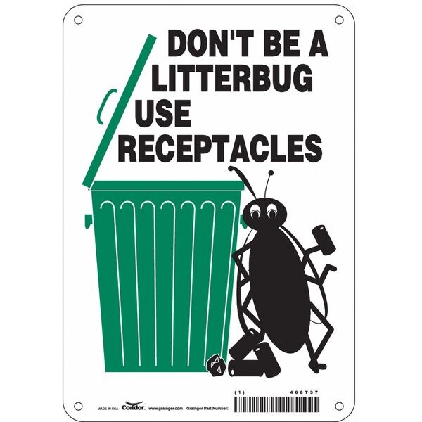 Safety Sign, 10 in Height, 7 in Width, Aluminum, Horizontal Rectangle, English, 468T37