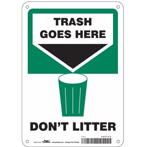 Safety Sign, 10 in Height, 7 in Width, Aluminum, Horizontal Rectangle, English, 468T43