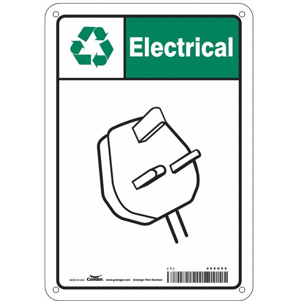 Safety Sign, 10 in Height, 7 in Width, Aluminum, Horizontal Rectangle, English, 468U98