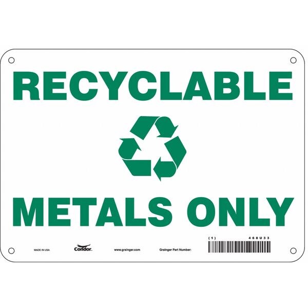 Safety Sign, 7 in Height, 10 in Width, Aluminum, Vertical Rectangle, English, 468U33