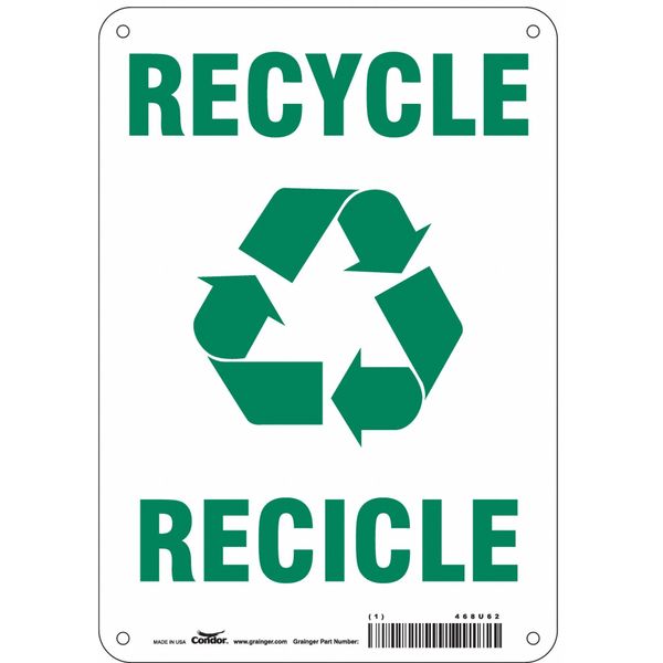 Safety Sign, 10 in Height, 7 in Width, Aluminum, Horizontal Rectangle, English, Spanish, 468U62