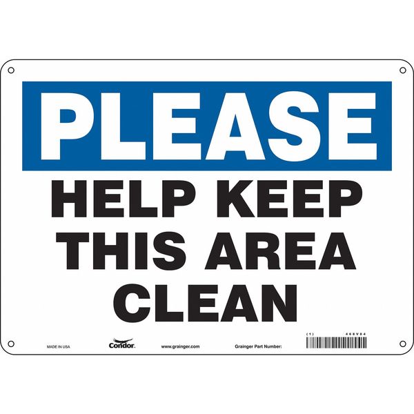 Safety Sign, 10 in Height, 14 in Width, Aluminum, Horizontal Rectangle, English, 468V84