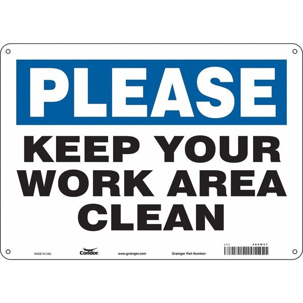 Safety Sign, 10 in Height, 14 in Width, Aluminum, Horizontal Rectangle, English, 468W07