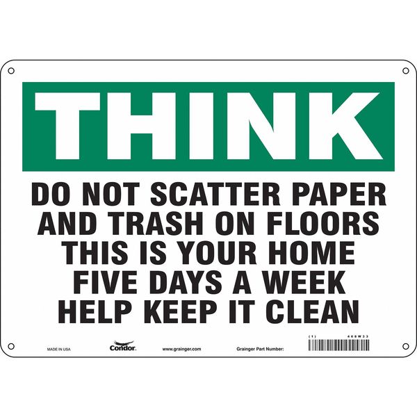 Safety Sign, 10 in Height, 14 in Width, Aluminum, Horizontal Rectangle, English, 468W33