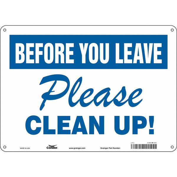 Safety Sign, 10 in Height, 14 in Width, Aluminum, Horizontal Rectangle, English, 468W40