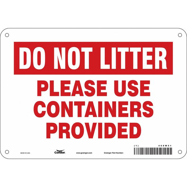 Safety Sign, 7 in Height, 10 in Width, Aluminum, Vertical Rectangle, English, 468W51