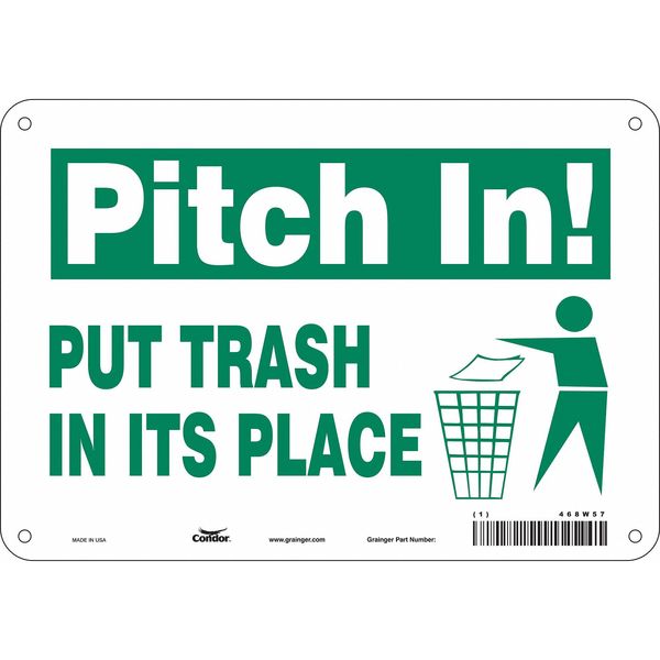 Safety Sign, 7 in Height, 10 in Width, Aluminum, Vertical Rectangle, English, 468W57