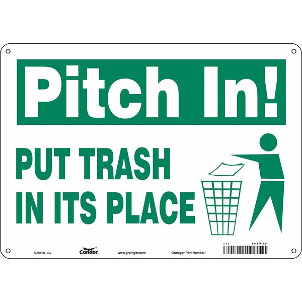 Safety Sign, 10 in Height, 14 in Width, Aluminum, Horizontal Rectangle, English, 468W58
