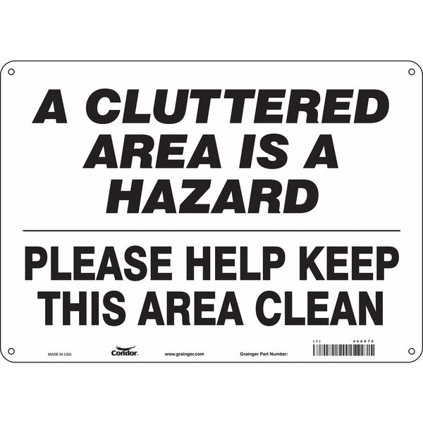 Safety Sign, 10 in Height, 14 in Width, Aluminum, Horizontal Rectangle, English, 468X76