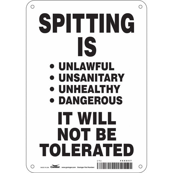 Safety Sign, 10 in Height, 7 in Width, Aluminum, Horizontal Rectangle, English, 468X57