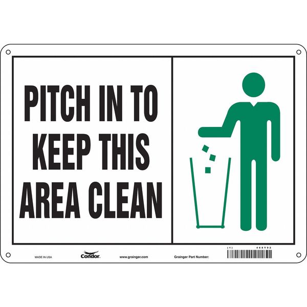 Safety Sign, 10 in Height, 14 in Width, Aluminum, Horizontal Rectangle, English, 468Y92