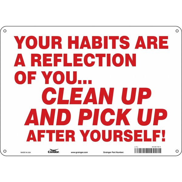 Safety Sign, 10 in Height, 14 in Width, Aluminum, Horizontal Rectangle, English, 468Y01
