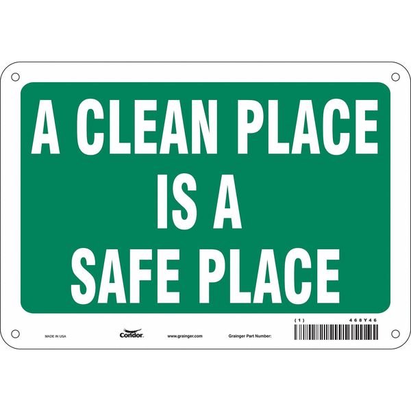 Safety Sign, 7 in Height, 10 in Width, Aluminum, Vertical Rectangle, English, 468Y46