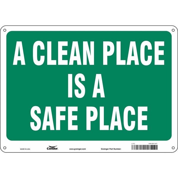 Safety Sign, 10 in Height, 14 in Width, Aluminum, Horizontal Rectangle, English, 468Y47