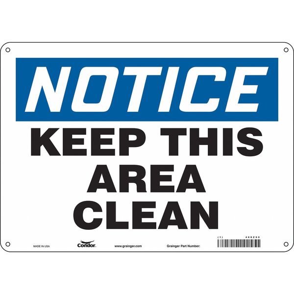 Safety Sign, 10 in Height, 14 in Width, Aluminum, Horizontal Rectangle, English, 468Z90