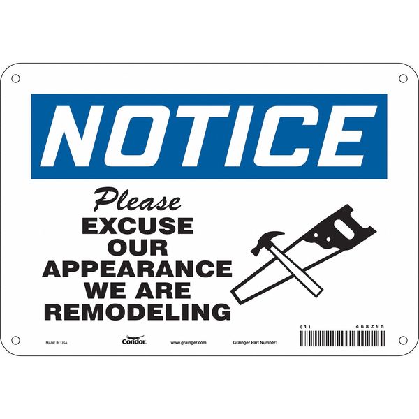 Safety Sign, 7 in Height, 10 in Width, Aluminum, Vertical Rectangle, English, 468Z95