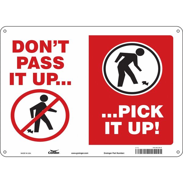 Safety Sign, 10 in Height, 14 in Width, Aluminum, Horizontal Rectangle, English, 468Z05