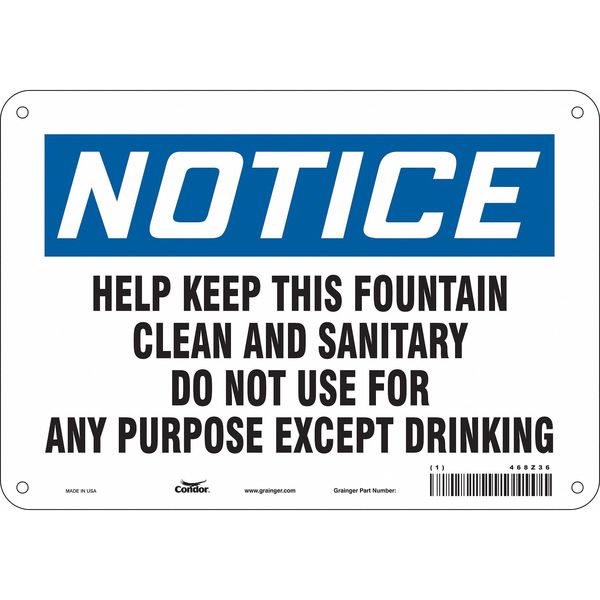 Safety Sign, 7 in Height, 10 in Width, Aluminum, Vertical Rectangle, English, 468Z36