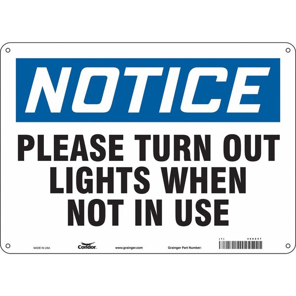 Safety Sign, 10 in Height, 14 in Width, Aluminum, Horizontal Rectangle, English, 468Z57