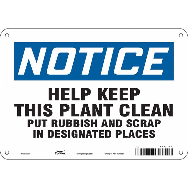 Safety Sign, 7 in Height, 10 in Width, Aluminum, Vertical Rectangle, English, 468Z63