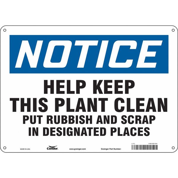 Safety Sign, 10 in Height, 14 in Width, Aluminum, Horizontal Rectangle, English, 468Z64