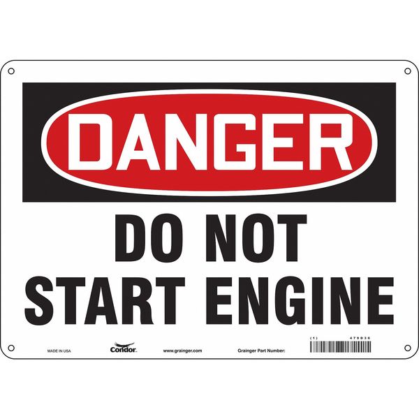 Safety Sign, 10 in Height, 14 in Width, Aluminum, Horizontal Rectangle, English, 479D36