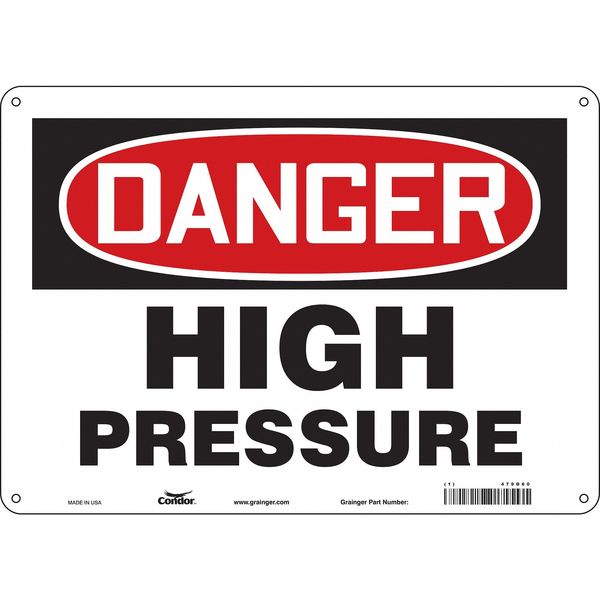 Safety Sign, 10 in Height, 14 in Width, Aluminum, Horizontal Rectangle, English, 479D60