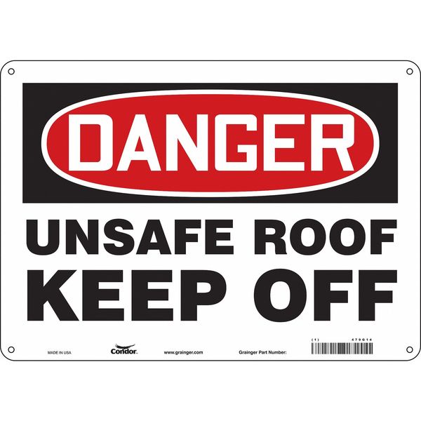 Safety Sign, 10 in Height, 14 in Width, Aluminum, Horizontal Rectangle, English, 479G14