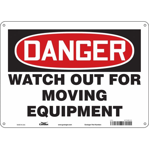 Safety Sign, 10 in Height, 14 in Width, Aluminum, Horizontal Rectangle, English, 479G34
