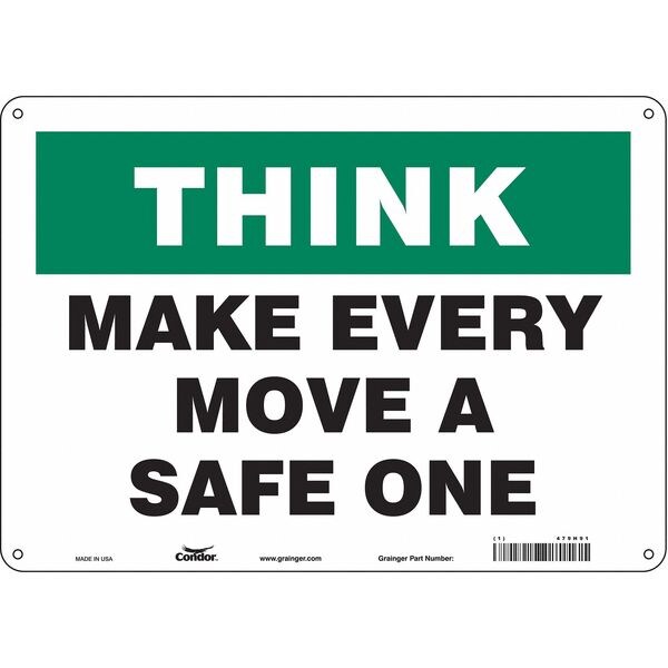 Safety Sign, 10 in Height, 14 in Width, Aluminum, Horizontal Rectangle, English, 479H91