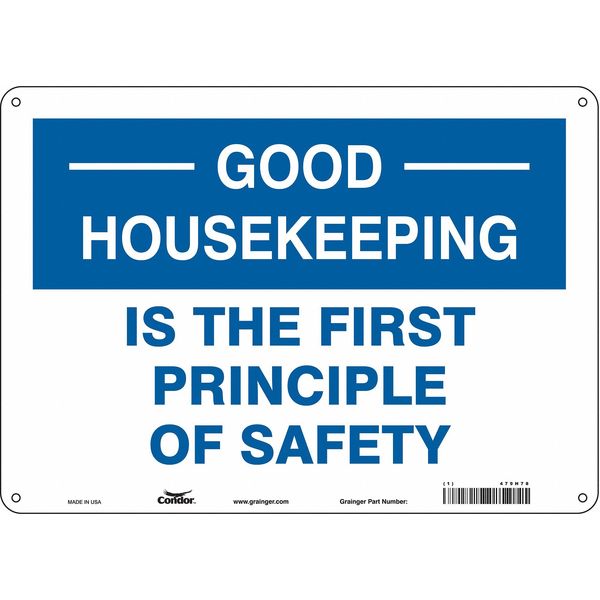 Safety Sign, 10 in Height, 14 in Width, Aluminum, Horizontal Rectangle, English, 479H78